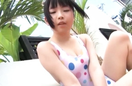 Himegoto Cute Asian babe plays outdoors in the pool