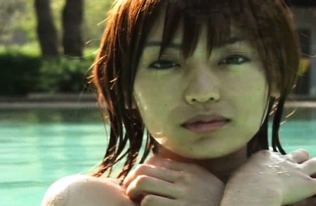 Mizuki amazing Asian doll swims in her pool 